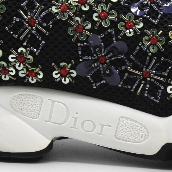 NEW DIOR Black Mesh Fusion Embellished Sneaker - Picture 4 of 6